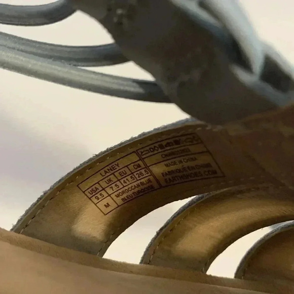 EARTH ORIGINS Leather Sandals Sling Back Laney Moroccan Blue Size 9.5 - Picture 6 of 6